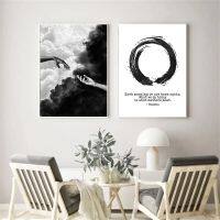 Nordic Abstract Buddha Quotes สีดำสีขาว Enso Circle Zen ภาพวาดผ้าใบ Wall Art โปสเตอร์และพิมพ์ภาพตกแต่งห้องนั่งเล่น New