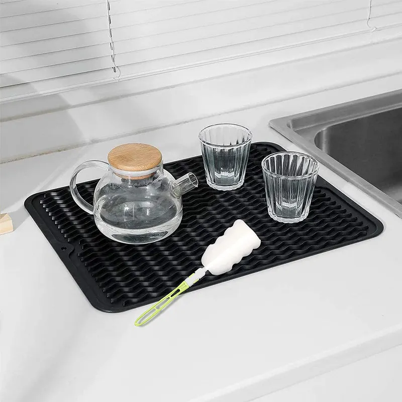 Cheap Foldable Rubber Dish Drying Mat For Kitchen Counter Sink Protection  Mat Table Dish Drain Mat Mildew Proof Mat Dish Cup Placemat