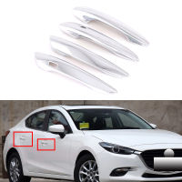 4Pcs Chrome Bright Silver ที่จับประตูด้านข้างสติกเกอร์ Trim รถอุปกรณ์เสริมภายนอกจัดแต่งทรงผมตกแต่ง Fit สำหรับ Mazda 3 2019