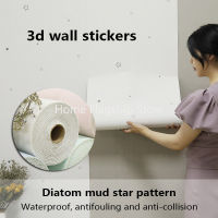 3D การ์ตูน self-adhesive วอลล์เปเปอร์กันน้ำห้องนั่งเล่นห้องครัวห้องน้ำตกแต่ง DIY Moisture-proof Wall stig 2023S