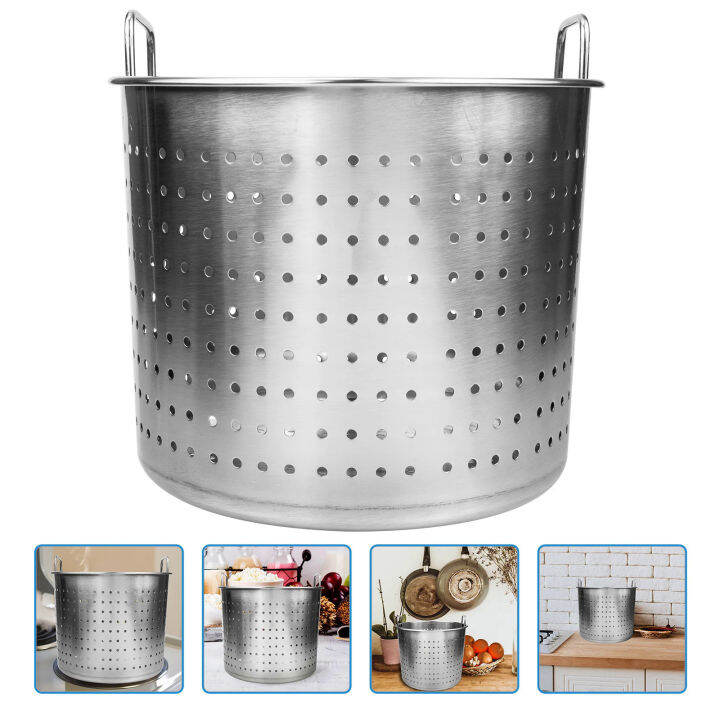 Pot Crawfish Basket Steamer Seafood Boil Stock Leaky Bucket Steel