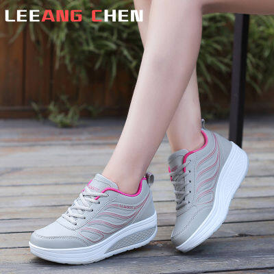 LEEANG CHEN Korean Version of The New Womens Sports Shoes Leather Shoes Casual Fashion Non-slip Wedge Platform Shoes Ladies Sneakers