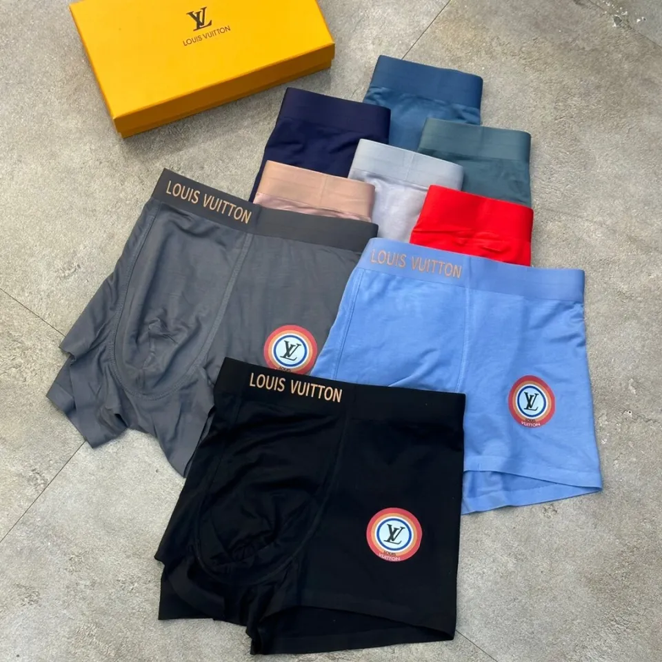 Box of 3] Louis ˉ Men's and boys' underwear sales original brand classic  striped boxer shorts 100% pure cotton men's briefs absorb sweat Breathable  men's pants