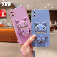 YBDเคสกระต่ายน่ารักใช้ได้กับ iPhone X XS XS Max XR ที่เคสโทรศัพท์รูปการ์ตูนขาตั้งฟรีสายคล้องเคสซิลิโคนแบบนิ่ม