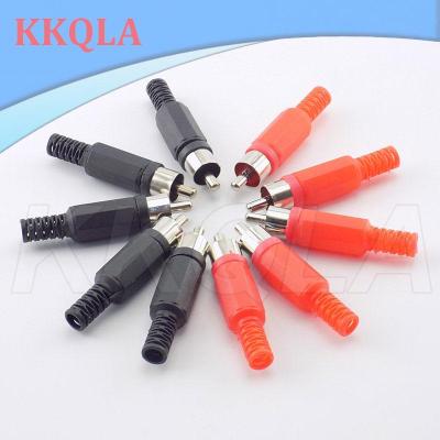 QKKQLA 10pcs Black Red RCA Plastic Male Jack Connector adapter Solder Audio Video Plug Handle Stereo Plugs Channel Dual Industrial Tool DIY