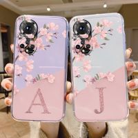 ¤✔❐ Cute Letter Case For Honor 50 Coque Huawei Nova 9 Phone Cover Soft Slim Flowers Alphabet Transparent Funda For Huawei Honor 50