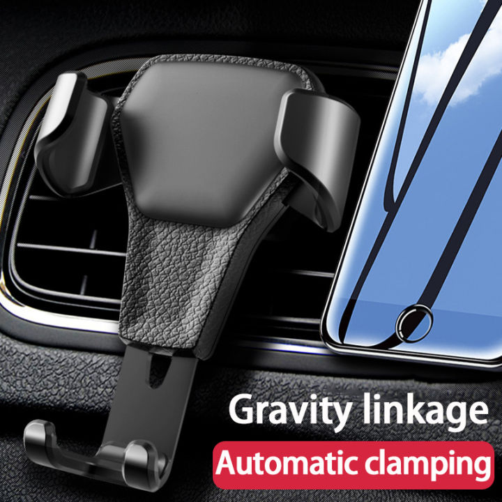 Car Air Vent Gravity Linkage Phone Holder With Auto Lock And Stand