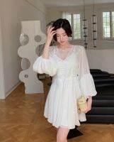 SP228S : Macrame Lace Georgette Dress มินิเดรสชีฟอง