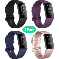 DLTECHสายนาฬิกาFitbit Charge 4 /Fitbit Charge 3,สายนาฬิกาซิลิโคนนิ่มรุ่นใหม่กันน้ำได้สายนาฬิกาสปอร์ตสำหรับผู้หญิงและผู้ชาย4แพ็กสามารถใช้ได้กับFitbit Charge 4 /Fitbit Charge 3 /Fitbit Charge 3 SE