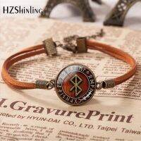 2020 New Arrival Viking Peace Rune in Runic Circle Leather Bracelet Jewelry Elegant Charming Style art glass Bangle Jewelry Gift Replacement Parts