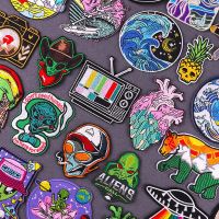 Alien Embroidered Patches For Clothing Thermoadhesive Patches Outdoor Adventure Iron On Patches On Clothes Stickers Badges DIY