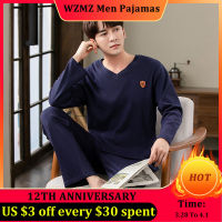 Spring Summer Men 100 Cotton Sleepwear Solid Pajamas Trendyol V Neck Sleep Tops Male Pyjama Sets Plus Size 4XL Pajamas for Men