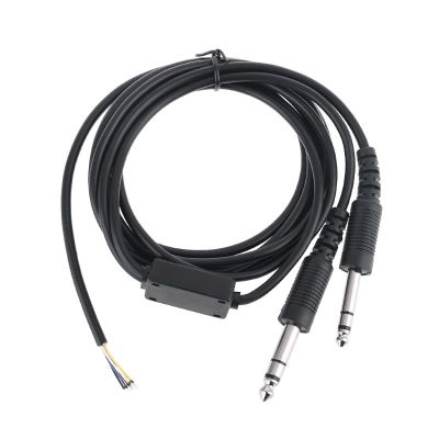 200cm DIY Aviation Headset Dual-plug Aircraft Headphones Replacement Cable Durable Mono Audio Cable Line Cord