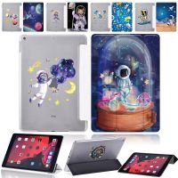 Smart Tablet Case for Apple iPad 10.2 inch 9th Generation 2021 Cartoon Astronaut Series Tri-fold Stand Cover + Free Stylus Cases Covers