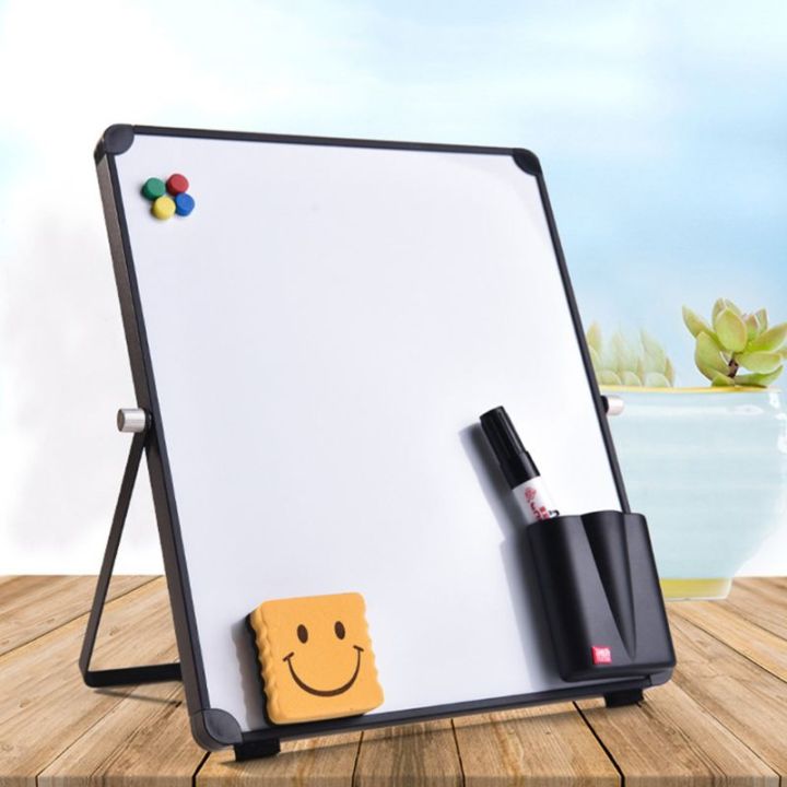 Erasable Magnetic Whiteboard Desktop Message Board Reusable Stand Mini ...