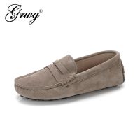 GRWG Shoes Women Genuine Leather Spring Flat Shoes Casual Loafers Slip On Womens Flats Shoes Moccasins Lady Driving Shoes