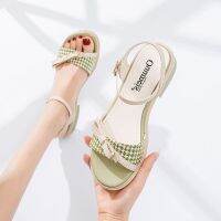 COD ✑❈ ndcn549 BEEN TOP? Womens Shoes2021New Summer Super Hot All-Match Bowknot Small Fresh Mid Heel Womens Sandals