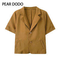 PEAR DODO สไตล์เกาหลีกระดุมแถวเดียวคอปกเสื้อสูทผู้หญิงเสื้อสูทขนาดเล็ก