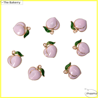 [The Bakerry] 10pcs ผลไม้พีชเคลือบสีโลหะผสมเสน่ห์จี้ DIY CRAFT เครื่องประดับการค้นพบของขวัญ