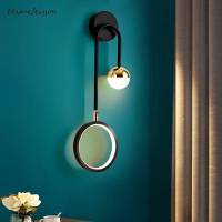 Modern Led Interior Wall Light Headboards Round Ball Background Wall Lamp Aisle Living Room Nordic Creative Decoration WallLamps