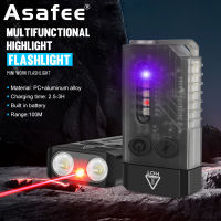 Asafee V10L EDC ไฟฉายขนาดเล็ก 1000LM Redline Blue Red UV White Warm Light 100M Range Torch Rechargeable Waterproof Keychain Beeping Alarm Flash Handlamp