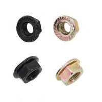 50Pcs 4.8 Grade M3 M4 M5 M6 M8 M10 Black/Color Zinc Hex Carbon Steel Flange Nut Flange Nut Flower Teeth Non-slip Nut Nails  Screws Fasteners