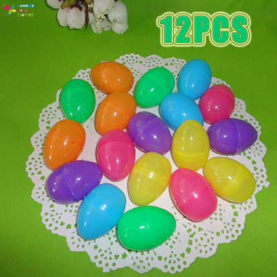 LT【ready stock】12Pcs Durable Plastic Bright Colorful Open Easter Eggs Assorted Colors Holiday Decorations 6CM kids toy ไข่จับฉลาก【cod】