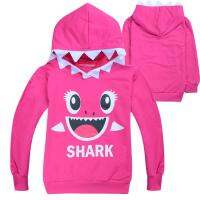 เด็กเสื้อผ้าเด็กเสื้อกันหนาวสาวการ์ตูน SHARK Face Hoodies Rose สีแดงแขนยาวแฟชั่นสบายๆผ้าฝ้ายฤดูใบไม้ผลิฤดูร้อนฤดูใบไม้ร่วง