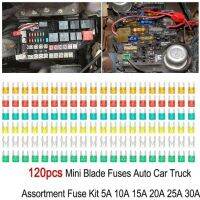 120 Pc Mini Size Blade Type Car Fuse Assortment 5/10/15/20/25/30A Fuse Set Auto Car Truck Electrical Circuitry Parts