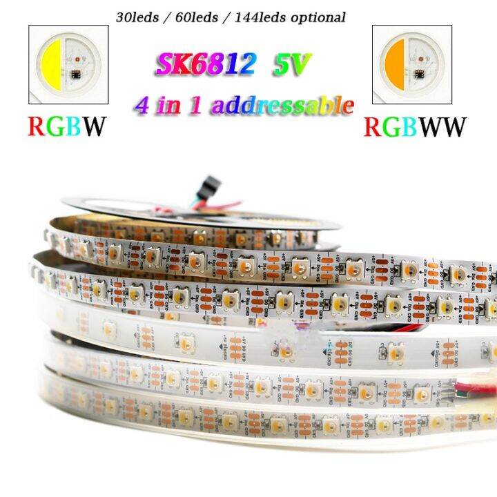 1meters / 5Meters/roll DC5V SK6812 Addressable RGBW RGBWW 4 Colors In 1 ...