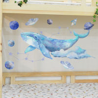 [shijuekongjian] Whale Animal Wall Stickers DIY Planets UFO Wall Decals for Kids Rooms Living Room Nursery Home Decoration