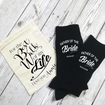 Personalised For the Best Walk of my Life Father of the Bride wedding morning socks for walking up the aisle daughter give away