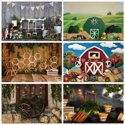 【CW】Farm Barn Hay Tractor Field Newborn Baby Birthday Backdrop Portrait Photographic Party Photography Background Kids Photo Studio