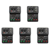 5X Q-12 Audio Mixer Sound Board Console Desk System Interface 4 Channel 48V Power Stereo Computer Sound Card