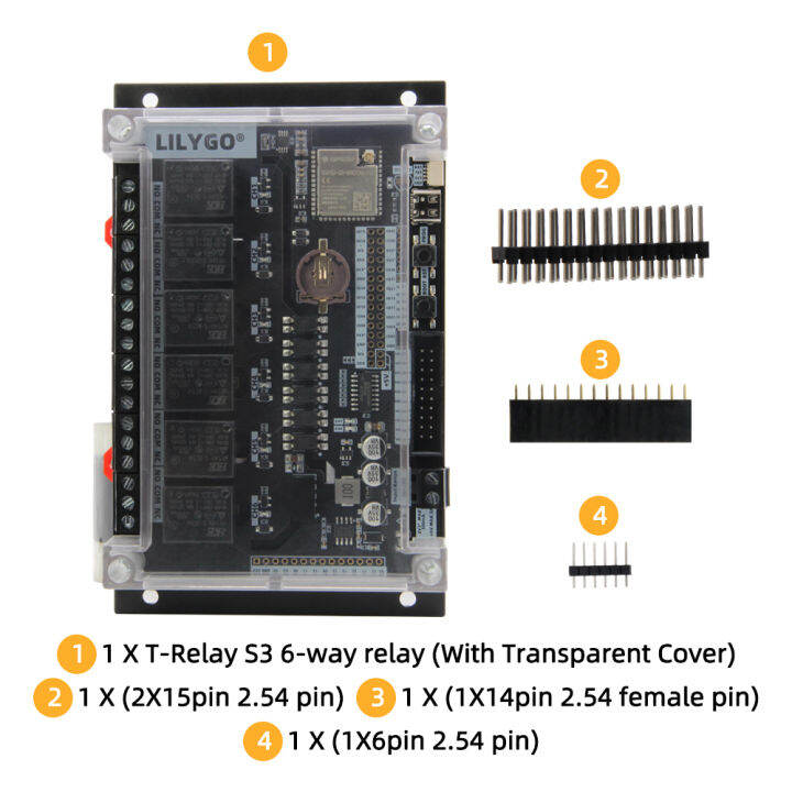 lilygo-esp32-s3-6-way-relay-development-board-esp32-s3-wroom-1u-โมดูลไร้สาย-wifi-bluetooth-ขยาย-lcd-display