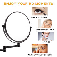 Double-Sided Magnifying Makeup Mirror, 8 Inch Diameter 1X10X Wall Mounted Extension Adjustable Rotating Vanity Makeup Mirror