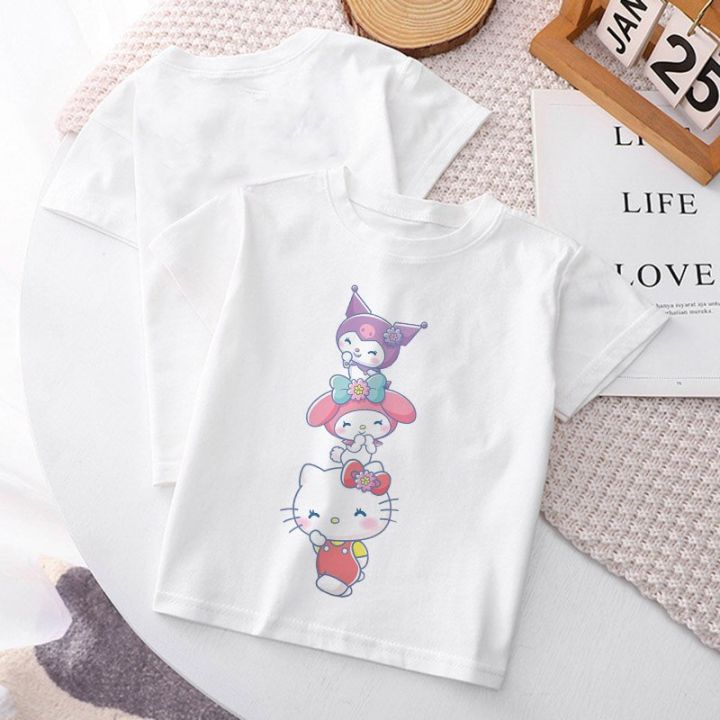 Sanrio Kawaii Y2K Summer Top Hello Kitty T Shirt Female Short