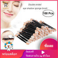 Rosenice 100 ชิ้นทิ้งสองด้านอายแชโดว์แปรงฟองน้ำดีลเปิดแล้วรูปไข่แต่งหน้า A pplicator (สีดำ)