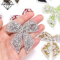 Multi Color Bow-Knot Patches Resin Rhinestone Patches For Clothing Iron On Patch Applique Hot fix Rhinestones Beads Stickers Haberdashery