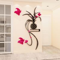 DIY Hanging Orchid Flower Rattan Wall Stickers Living Room Porch Fashion Wallpaper Mural Quality Acrylic 3D Painting Wall Decals