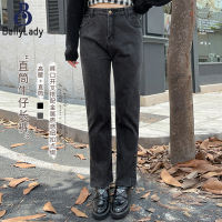 Women Large Size Trousers Casual Trendy Solid Color High Waist Straight Slit Pants【fast】