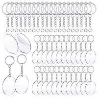 150 Pcs 2 Inches Acrylic Transparent Discs and Key Chains Set, Clear Blank Acrylic Discs Round Keychain for DIY Projects