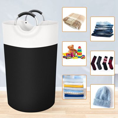 Durable Collapsible Laundry Hamper Bag Large Capacity Waterproof Laundry Basket with Foam Protected Aluminum Handles
