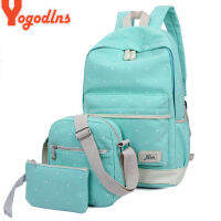 Yogodlns 3Pcsset Casual Women Backpack Canvas Book Bags Preppy Style School Back Bags for Teenage Girls Composite bag