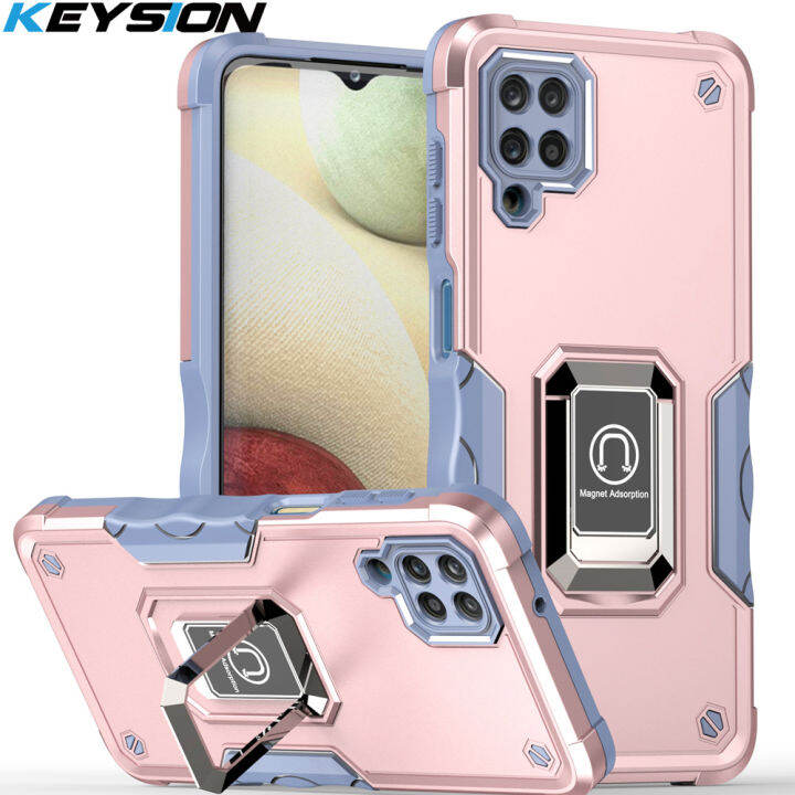 Keysion Shockproof Armor Case For Samsung A22 A12 4g A42 A22s 5g Silicone Pc Metal Ring Stand