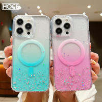 HOCE เคสโทรศัพท์แวววาวแวววาวไล่ระดับสีสุดหรูสำหรับ iPhone 14 13 12 Pro Max กันกระแทกแบบใสชาร์จแบบไร้สายปกอ่อน