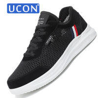 UCON Sepatu Kets Datar ผ้าตาข่ายระบายอากาศได้สวมใส่สบายรองเท้าลำลองสำหรับผู้ชาย,แฟชั่นรองเท้าฤดูร้อนระบายอากาศกลางแจ้งเชือกผูกสำหรับผู้ชาย39-46