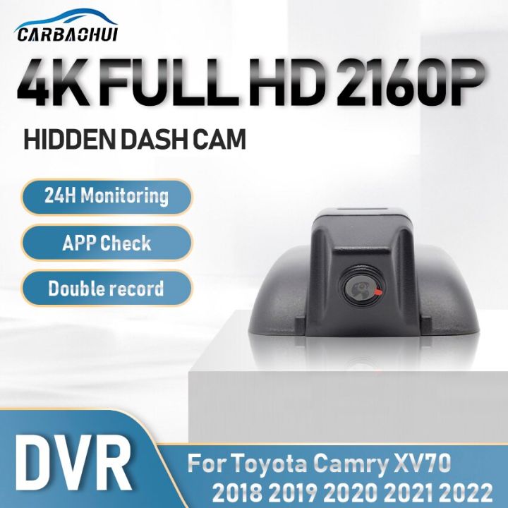 กล้องติดหน้ารถโลหะ-dvr-ซ่อนรถ4k-บันทึกการจอดรถ24ชั่วโมงเครื่องบันทึกวิดีโอการขับขี่การมองเห็นได้ในเวลากลางคืน-uhd-สำหรับโตโยต้าคัมรี่-xv70-2018-2022