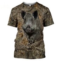 New Summer Camouflage Hunting Animals Print Men T-Shirt Casual O-Neck Short Sleeve Oversized Pullover Trend Streetwear Clothes