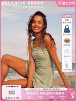 Atlanticbeach Playful Girl Swimsuit Female Retro Plaid Skirt Swimsuit Hot Spring Vacation Swimsuit